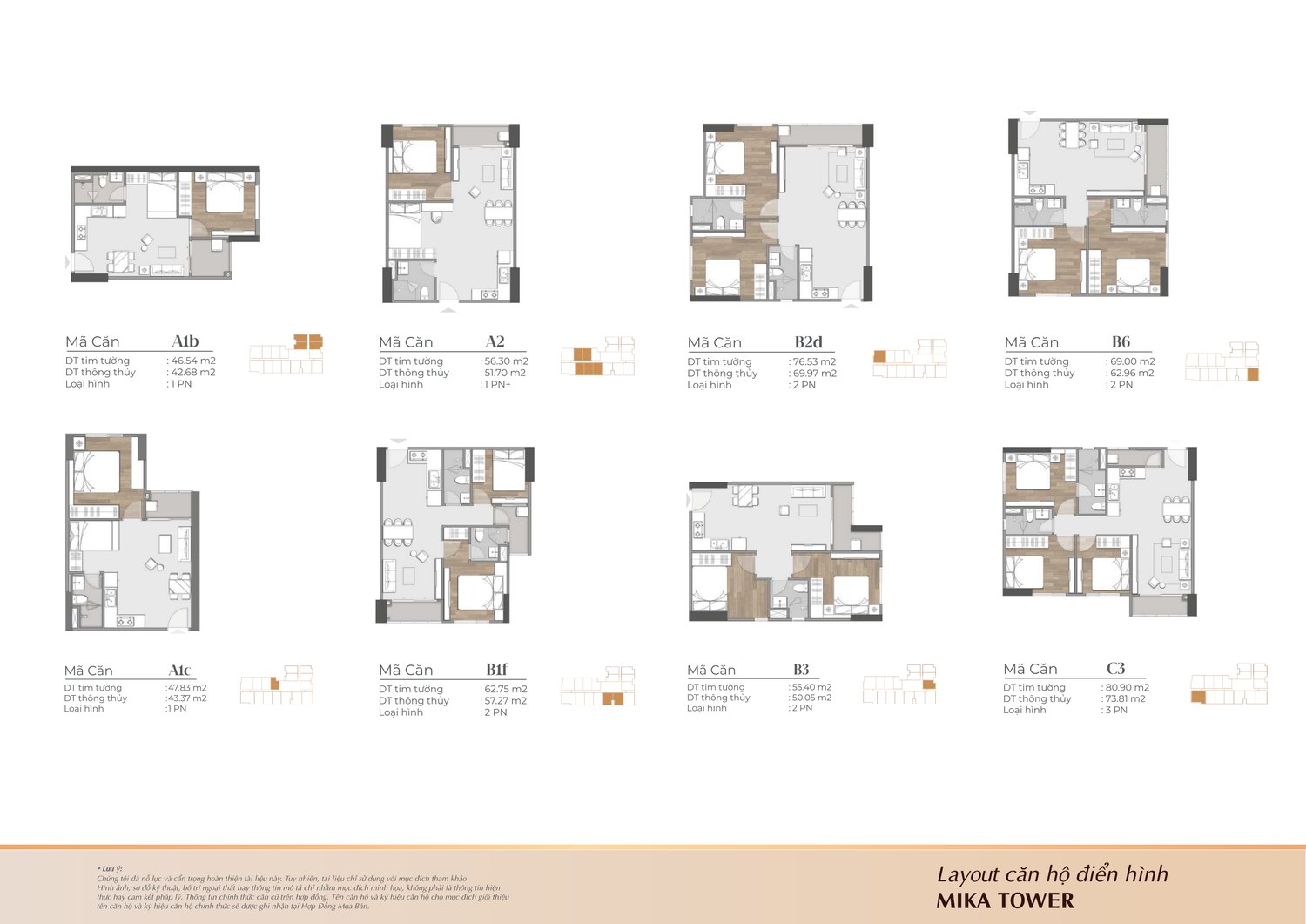Layout căn hộ điển hình tháp Mika