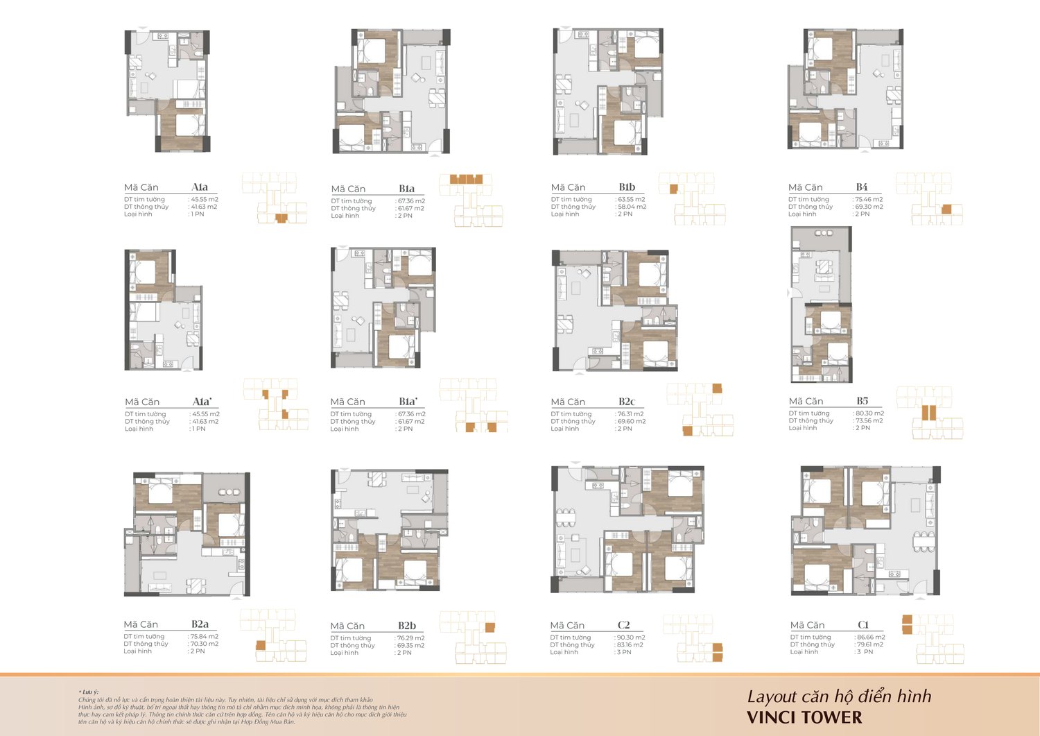 Layout căn hộ điển hình tháp Vinci