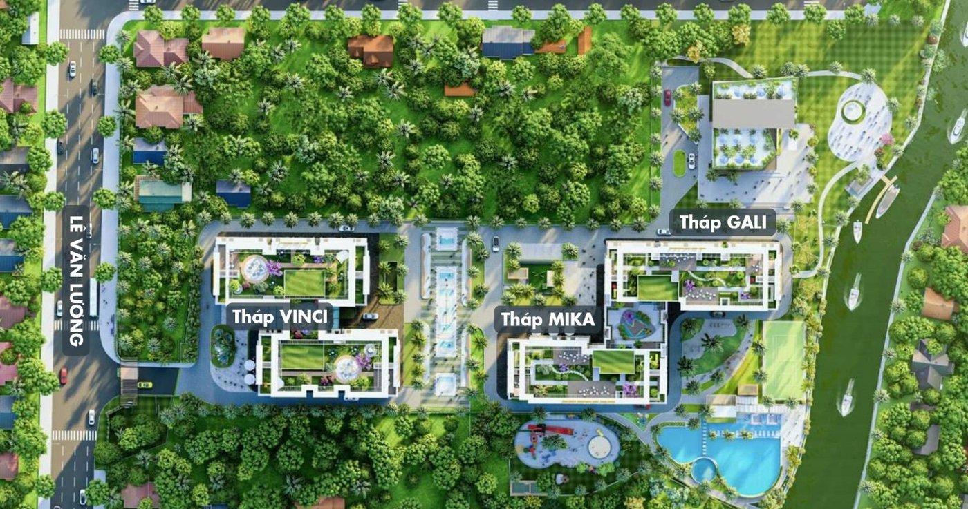 Mặt bằng tổng thể vị trí 3 tháp Vinci, Mika, Gali dự án Khải Hoàn Prime